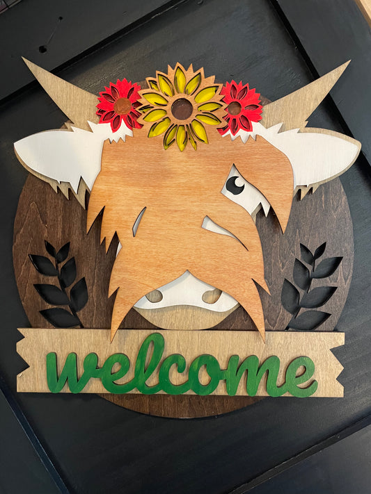 Highland Cow Welcome Sign.