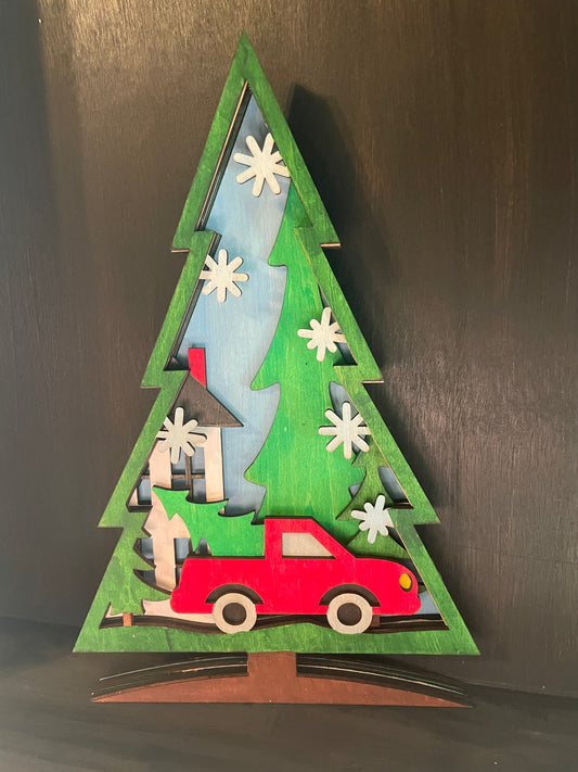 Christmas Tree Truck Silhouette