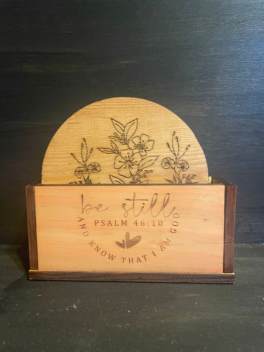 Maple Wood Coaster Set w/ Cork Backing