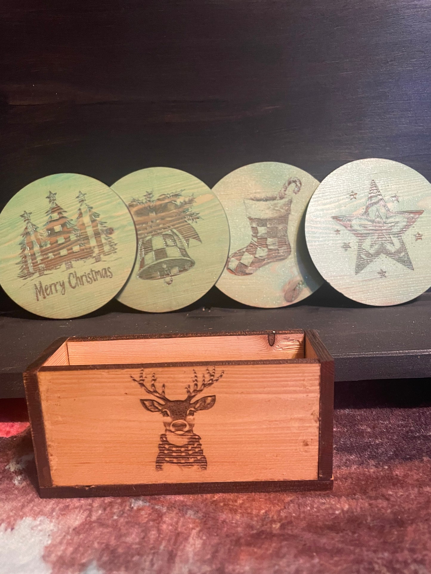 Maple Wood Coaster Set w/ Cork Backing