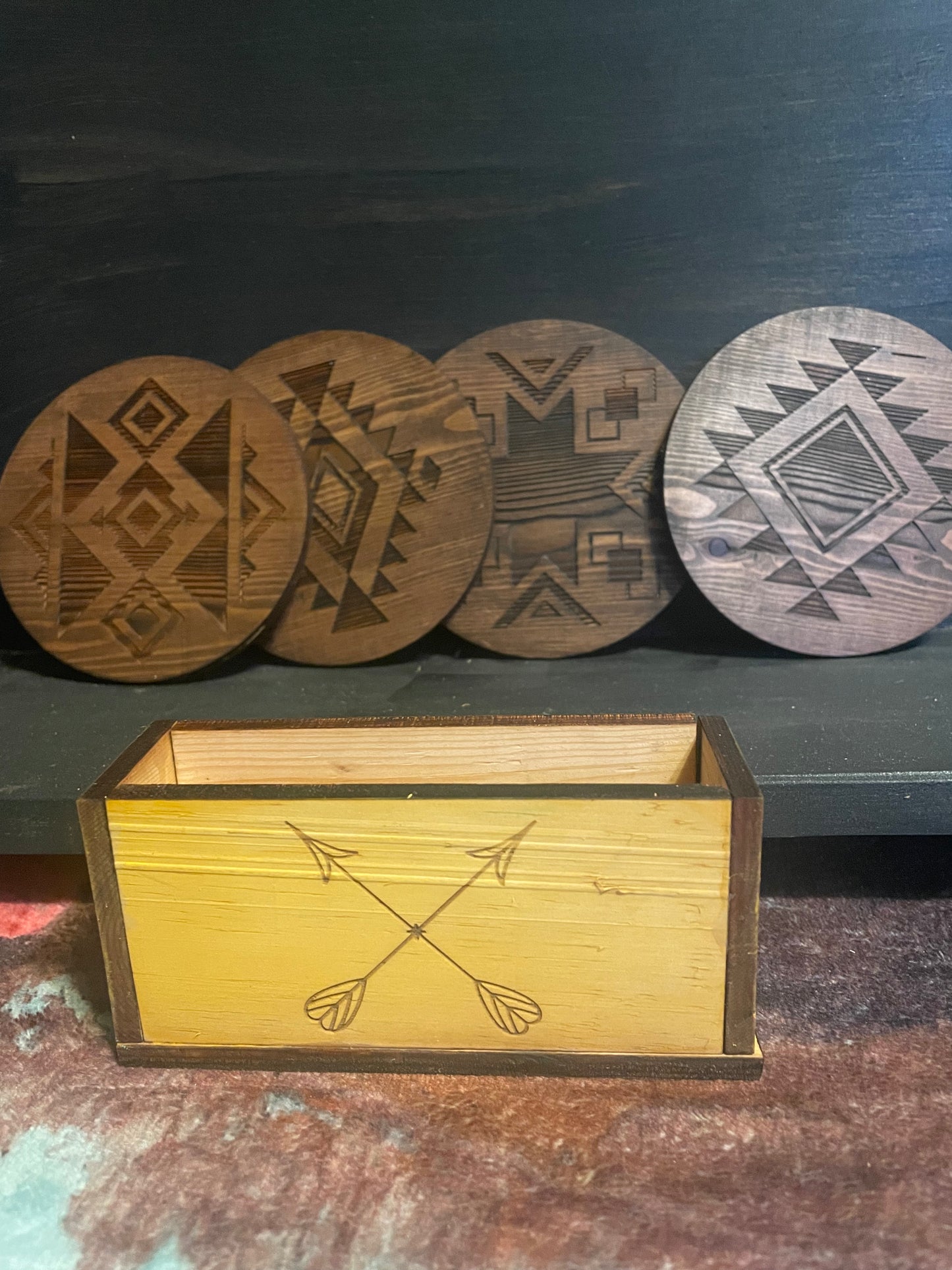 Maple Wood Coaster Set w/ Cork Backing