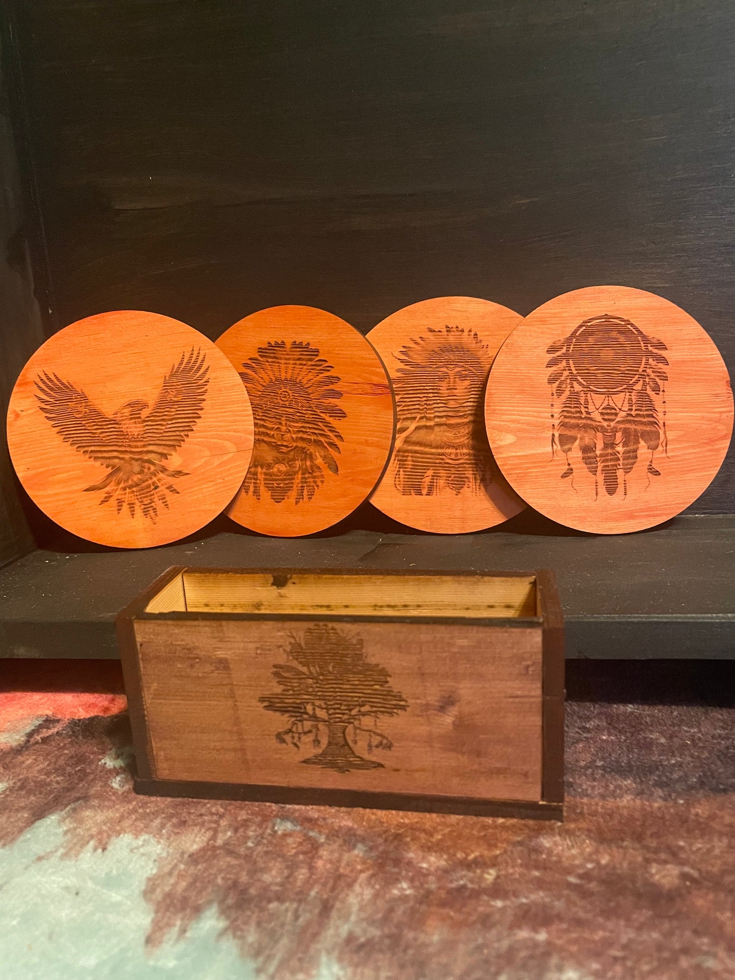 Maple Wood Coaster Set w/ Cork Backing