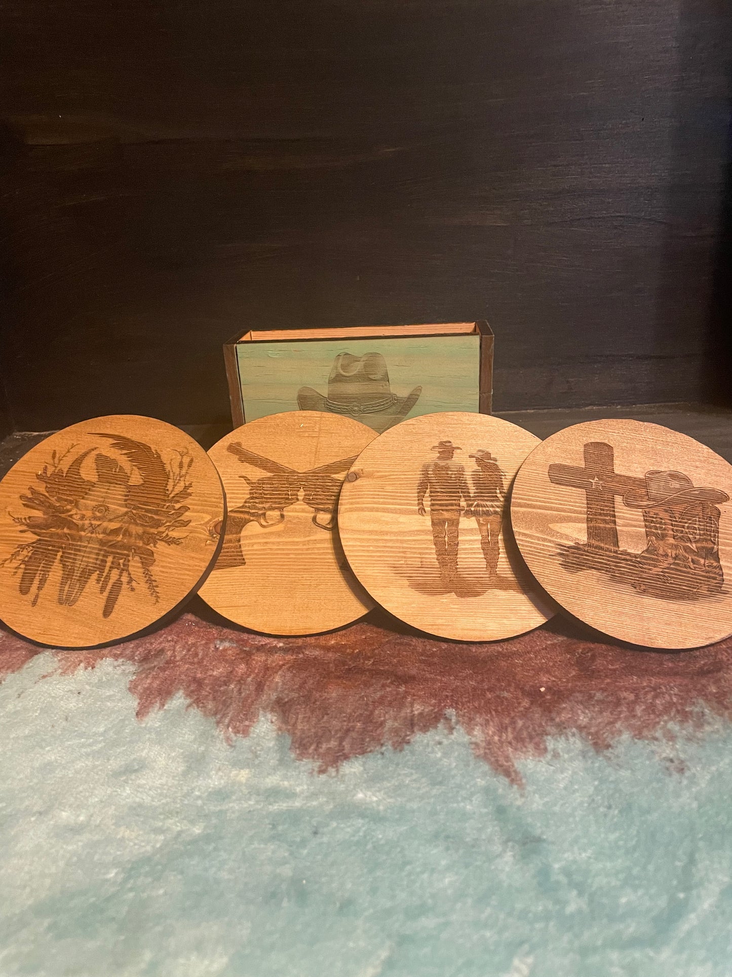 Maple Wood Coaster Set w/ Cork Backing