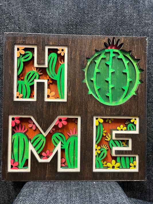 Wood Crafted Cactus Home Decor