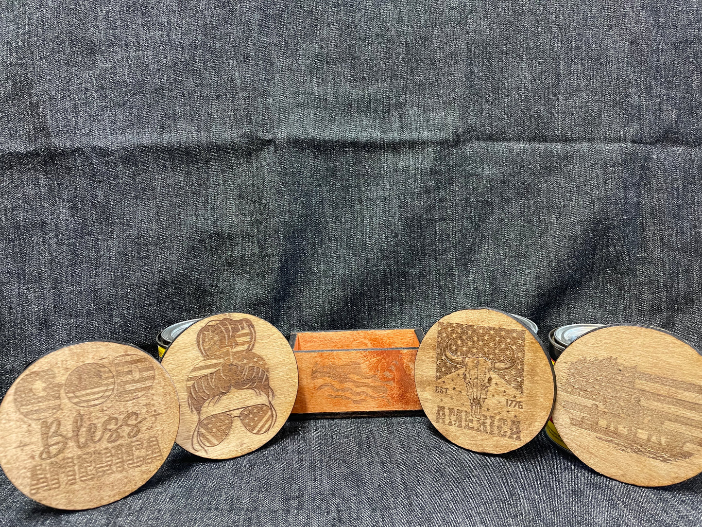 Maple Wood Coaster Set w/ Cork Backing