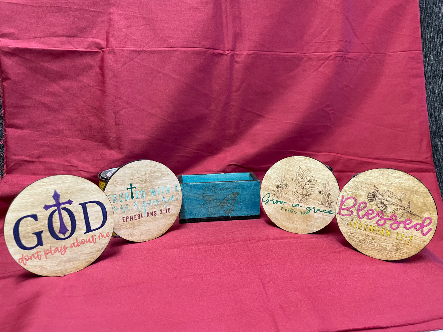 Maple Wood Coaster Set w/ Cork Backing