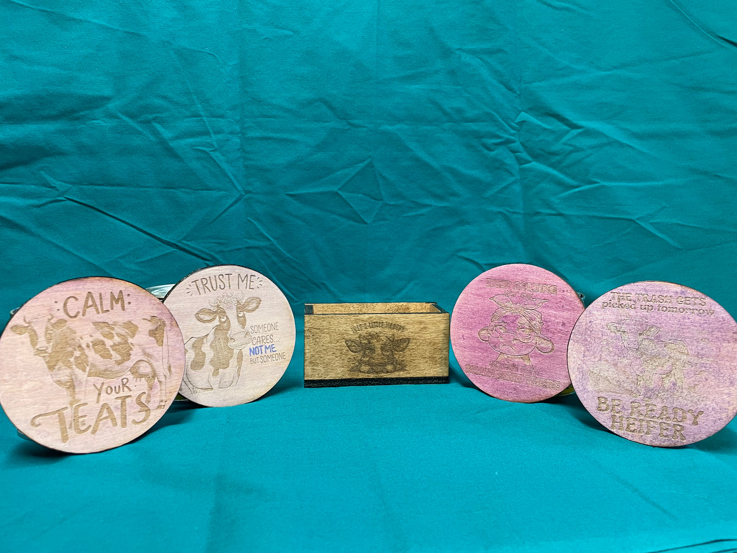 Maple Wood Coaster Set w/ Cork Backing