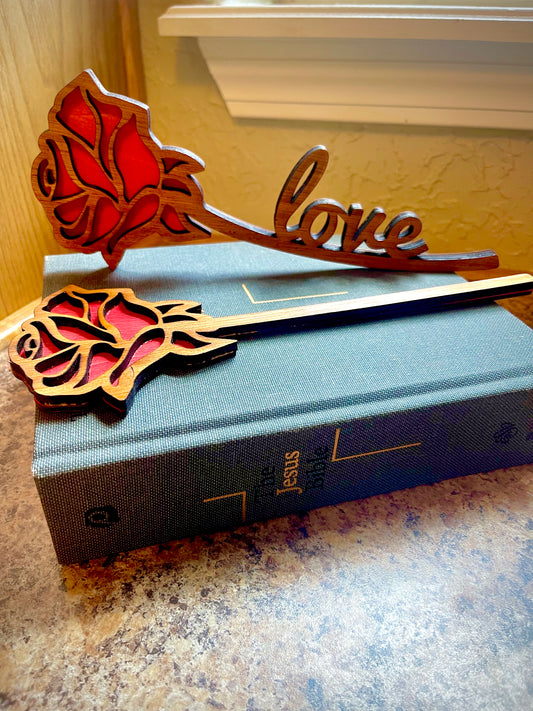 Wood Cut Rose or Love Rose