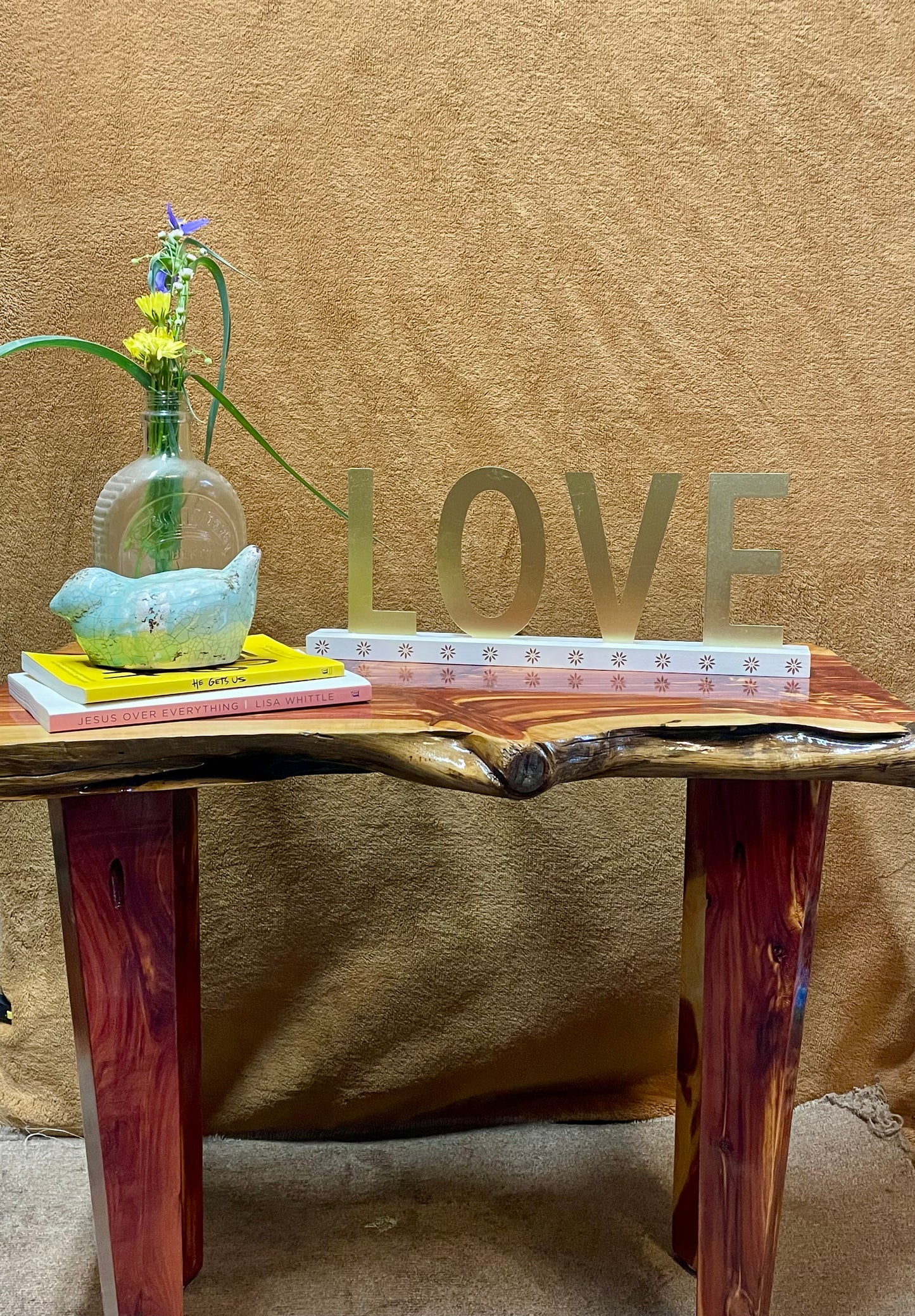 Cedar Side Table with Tapering Legs