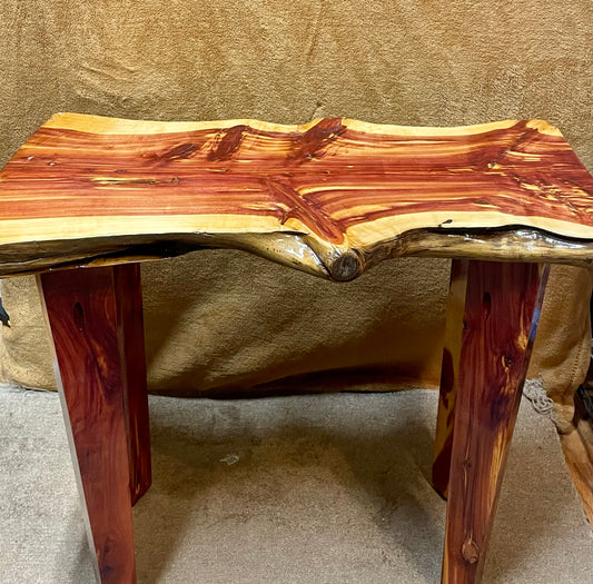 Cedar Side Table with Tapering Legs
